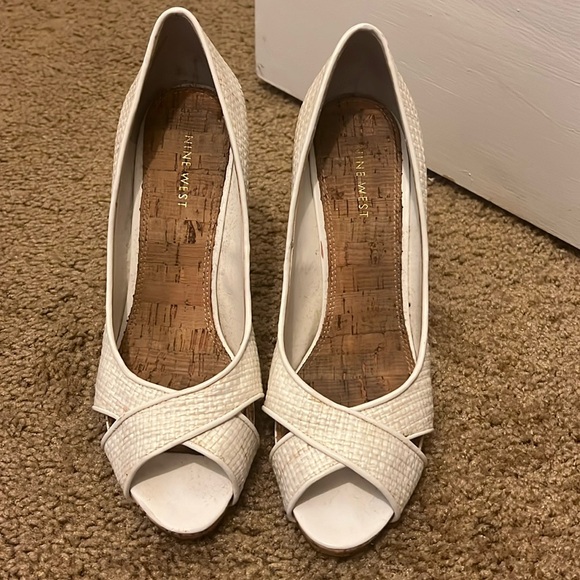 Nine West Shoes - White and cork Nine West heels